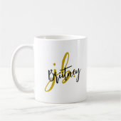 Schwarz-Gold-Script-Monogramm Kaffeetasse (Links)