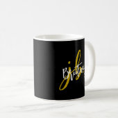 Schwarz-Gold-Script-Monogramm Kaffeetasse (VorderseiteRechts)