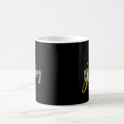 Schwarz-Gold-Script-Monogramm Kaffeetasse (Mittel)