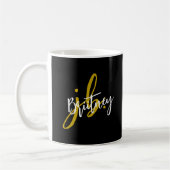 Schwarz-Gold-Script-Monogramm Kaffeetasse (Links)