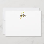 Schwarz-Gold-Script-Monogramm Mitteilungskarte (Vorderseite)