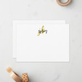 Schwarz-Gold-Script-Monogramm Mitteilungskarte (Vorderseite/Rückseite Beispiel)