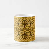 Schwarz-Gold-Scrollwork-Muster Kaffeetasse (Mittel)