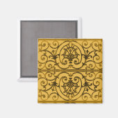 Schwarz-Gold-Scrollwork-Muster Magnet (Vorderseite/Rückseite)