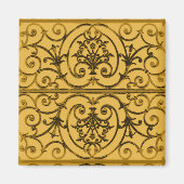 Schwarz-Gold-Scrollwork-Muster Magnet (Vorne)