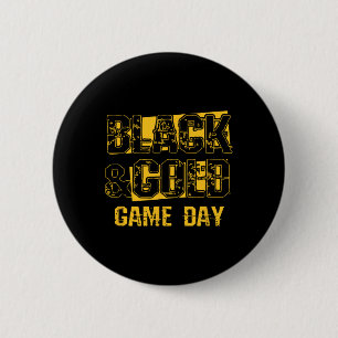 Schwarz-Gold-Shirt-Spiel-Tag High School Fußball Button