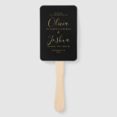 Schwarz-Gold-Signatur-Skript für jüdische Hochzeit Fächer (Vorderseite)