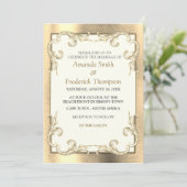 Schwarz-Gold-Silber-Brass-Hochzeit Einladung (Stehend Vorderseite)