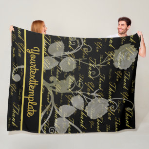 Schwarz, Gold, Silber, vielen Dank, Blume, Fleecedecke