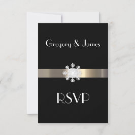 Schwarz-Gold-Snowflake-Hochzeit RSVP