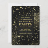 Schwarz-Gold-Sparkling-Silvester-Party Einladung (Vorderseite)