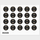 Schwarz-Gold-Sparkone-Snowflake-Holiday-Sticker Runder Aufkleber (Blatt)
