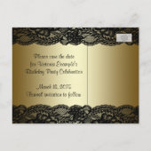 Schwarz-Gold-Spitze Save the Date Ankündigungspostkarte (Rückseite)