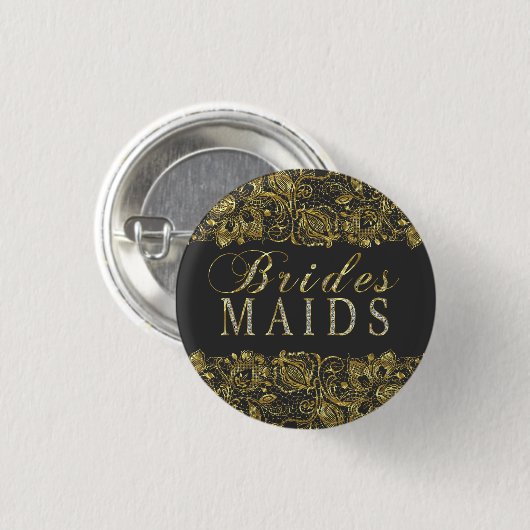 Schwarz-Gold-Spitzen-Bridesmaier Design Button (Vorne & Hinten)