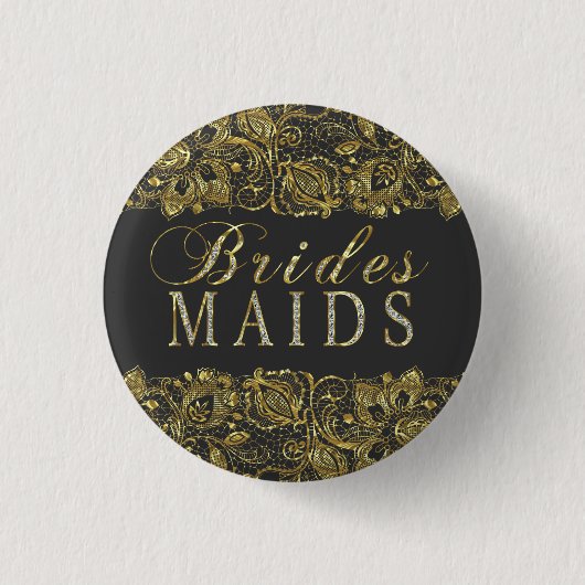 Schwarz-Gold-Spitzen-Bridesmaier Design Button (Vorderseite)