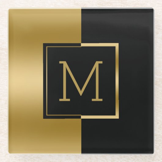 Schwarz-Gold-Split-Screen Glasuntersetzer (Vorderseite)