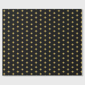 Schwarz-Gold-Stars-Muster Geschenkpapier (Flach)