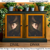 Schwarz-Gold-Steampunk-Portrait DN8R-Decoupage Seidenpapier