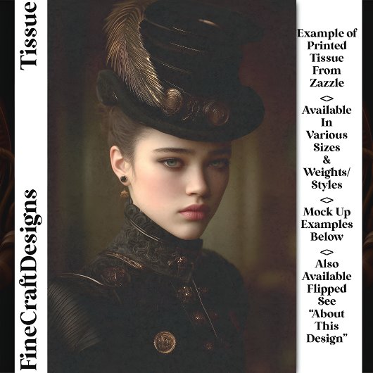 Schwarz-Gold-Steampunk-Portrait DN8R-Decoupage Seidenpapier