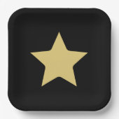 Schwarz-Gold-Stern Pappteller (Vorderseite)