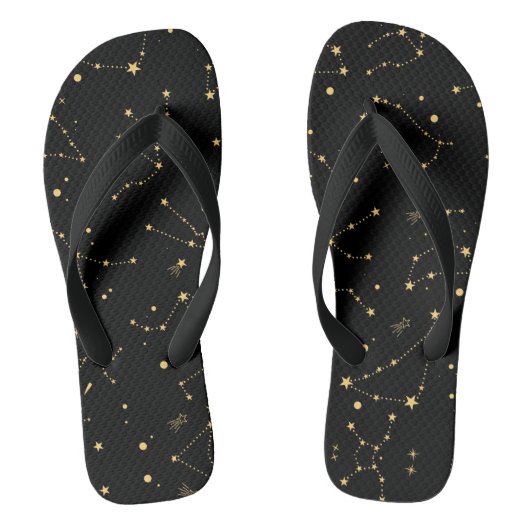 Schwarz-Gold-Sternbilder Badesandalen (Fußbett)
