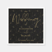 Schwarz-Gold-Sterne und Stimmung-Himmelfahrt Serviette (Vorderseite)