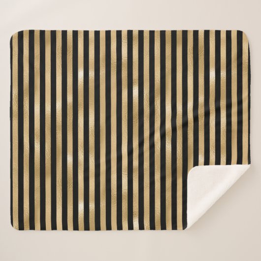 Schwarz-Gold-Streifen Sherpa Blanket Sherpadecke (Vorderseite (Horizontal))