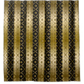 Schwarz-Gold-Streifen und Quatrefoliengeometrie Duschvorhang (Vorderseite)