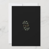 Schwarz-Gold-String-Lichter Blumenzehen Einladung (Rückseite)