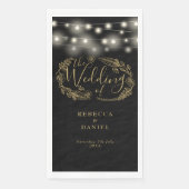 Schwarz-Gold-String-Lichter Blumenzehen Serviette (Vorderseite)