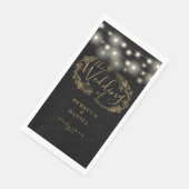 Schwarz-Gold-String-Lichter Blumenzehen Serviette (Ecke)