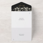 Schwarz-Gold-String-Lights-Hochzeit All In One Einladung (Außenbereich)