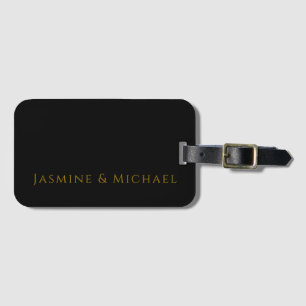 Schwarz & Gold Süßer Minimalistischer Eigenname Gepäckanhänger