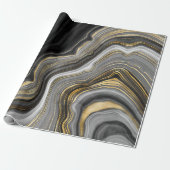 Schwarz-Gold-Swirl Geschenkpapier (Ungerollt)