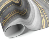Schwarz-Gold-Swirl Geschenkpapier (Rolleneckpunkt)