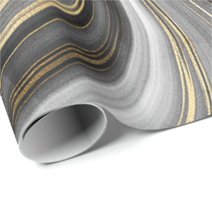 Schwarz-Gold-Swirl Geschenkpapier