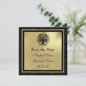 Schwarz-Gold-Swirl-Liebe Save The Date (Stehend Vorderseite)