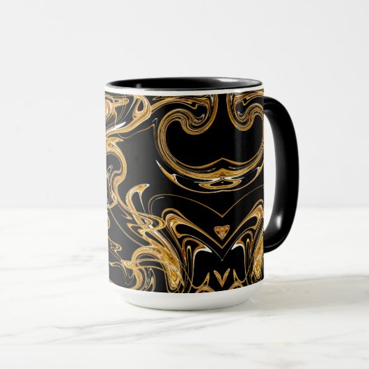 Schwarz-Gold-Swirl-Tasse Tasse (VorderseiteRechts)