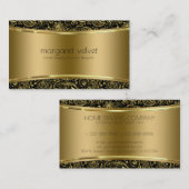 Schwarz & Gold Textur & Paisley Muster Visitenkarte (Vorne/Hinten)