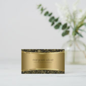 Schwarz & Gold Textur & Paisley Muster Visitenkarte (Stehend Vorderseite)