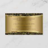 Schwarz & Gold Textur & Paisley Muster Visitenkarte (Rückseite)