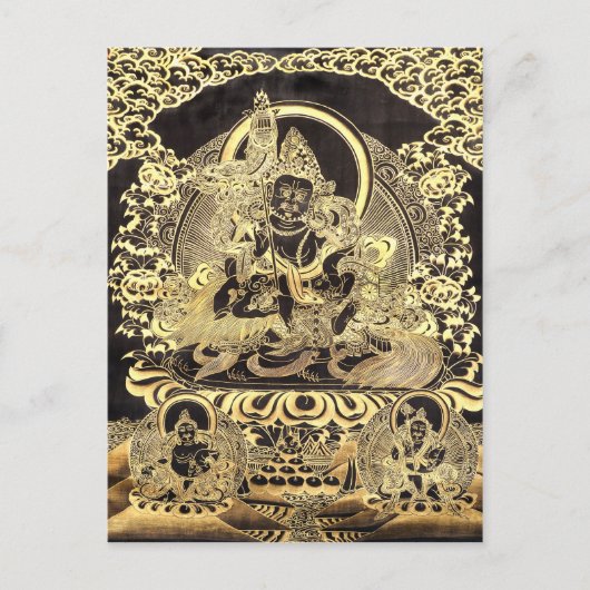 Schwarz & Gold tibetische buddhistische Kunst Post Postkarte (Vorderseite)