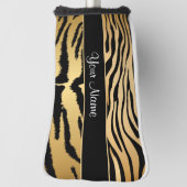 Schwarz-Gold-Tiger-Streifen-Muster Golf Headcover (Rotieren 90)