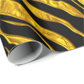 Schwarz-Gold-Tiger-Streifen Tierdruck Geschenkpapier (Rolleneckpunkt)