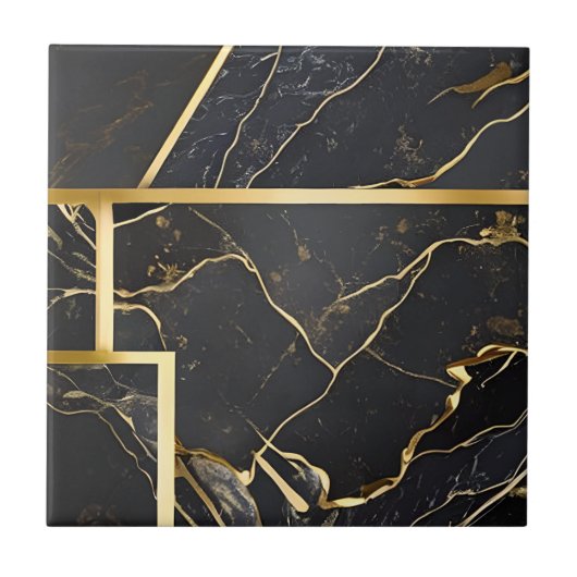 Schwarz-Gold-Tile Fliese (Vorderseite)