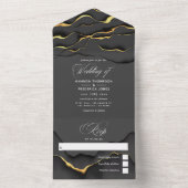 Schwarz-Gold-Tinte für Hochzeitsfeiern All In One Einladung (Innen Boden)