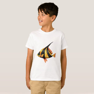 Schwarz-Gold-tropische Winkel T-Shirt