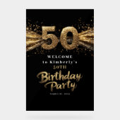 Schwarz-Gold-Typografie 50. Geburtstag Acrylschild (Vorderseite)