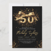 Schwarz-Gold-Typografie 50. Geburtstag Einladung (Vorderseite)