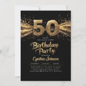 Schwarz-Gold-Typografie 50. Geburtstag Einladung (Vorderseite)